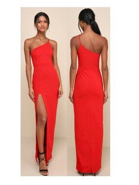 Lulus Keeper of My Heart Red One-Shoulder Maxi Dress Size Small NWOT